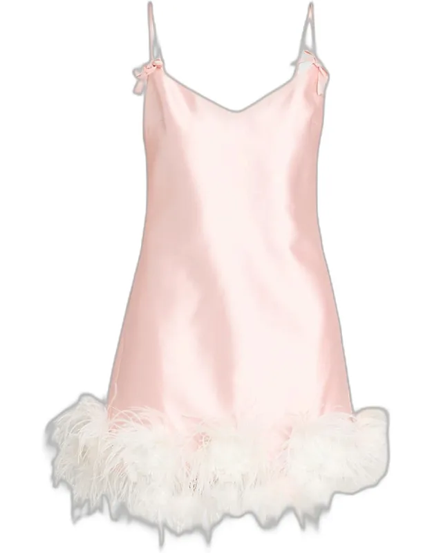 Feathered A-line Mini Dress