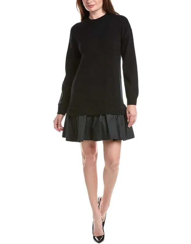 Premium Wool & Cashmere-blend Mixed Media Mini Dress