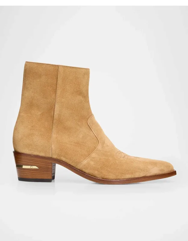Suede Point-toe Zipped Ankle Boots