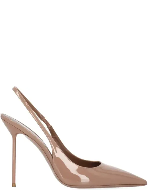 Antique Rose Arrow Toe Patent Leather Slingback Pumps