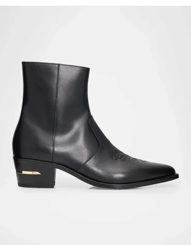 Leather Point-toe Zipped Ankle Boots