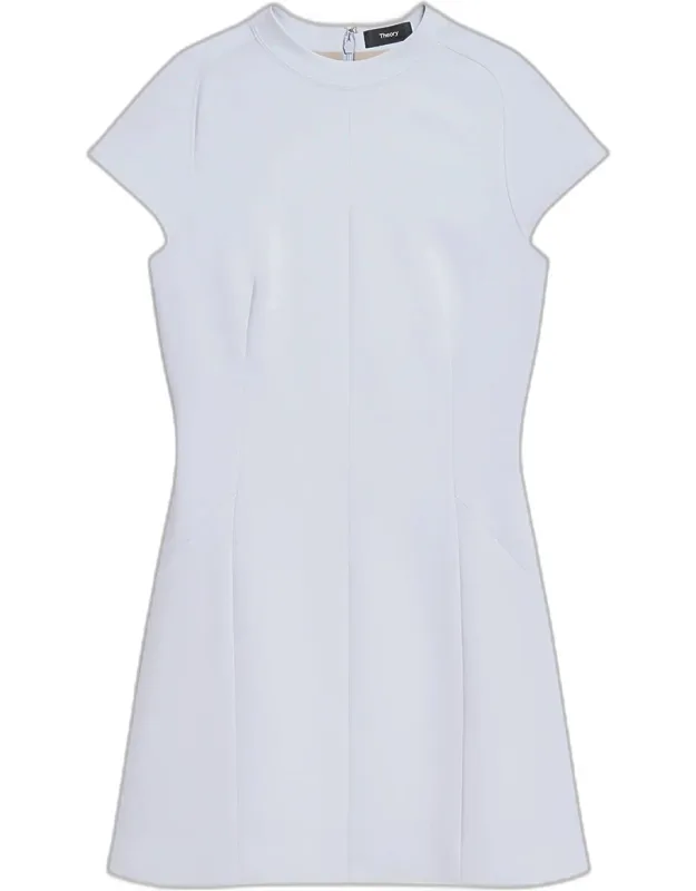 Cap-sleeve Mock Turtleneck Mini Dress