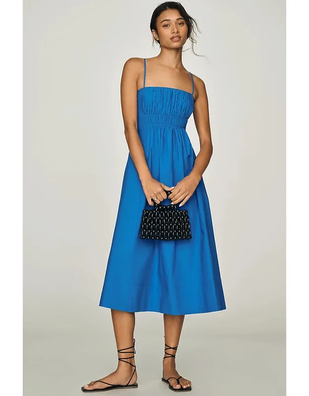 Cotton Ruched Midi Dress