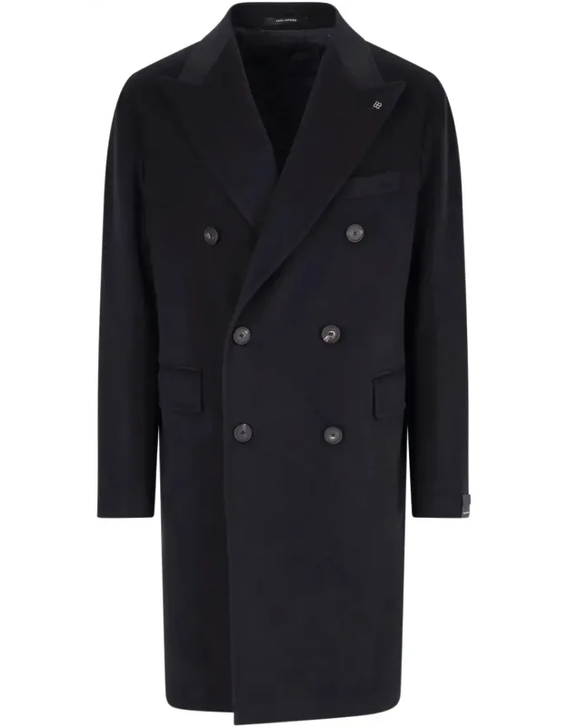Peaked Lapels Virgin Wool Double-breasted Coat