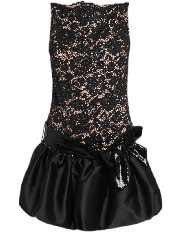 Lace Bubble-hem Mini Dress
