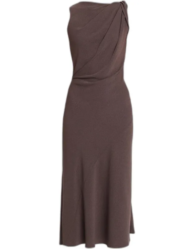 Twisted Shoulder Midi Dress