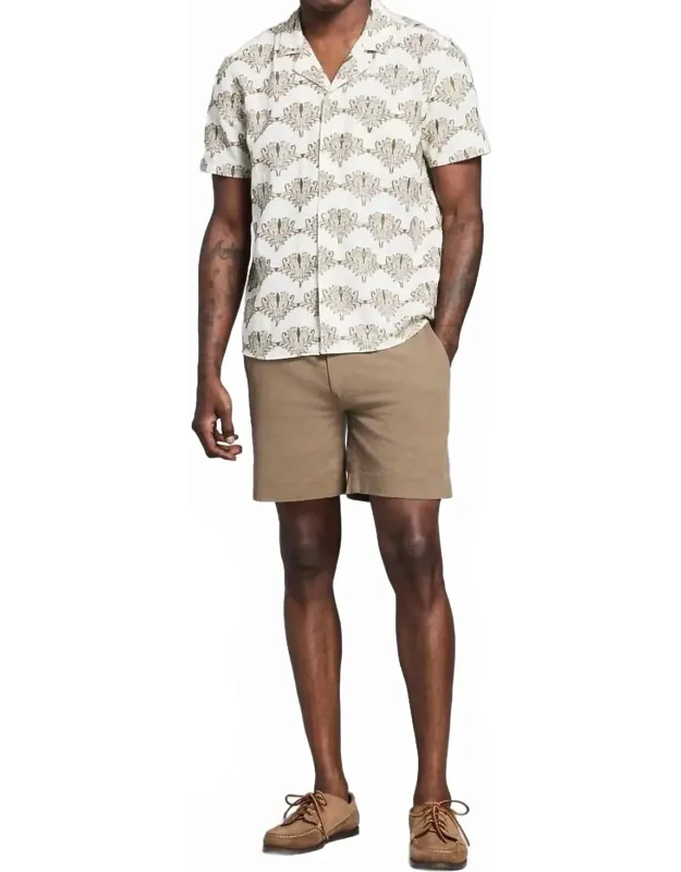 Short Sleeve Botanical Jacquard Camp Shirt