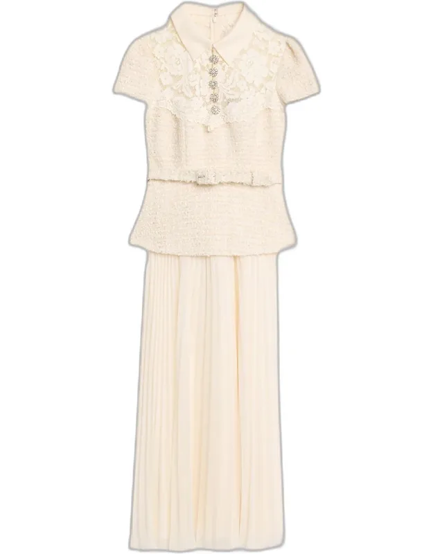 Lace Boucle Midi Dress