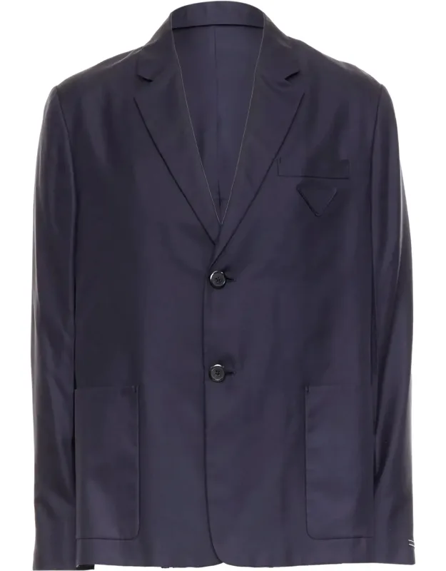 Silk Tonal Triangle Patch Single Breasted Blazer