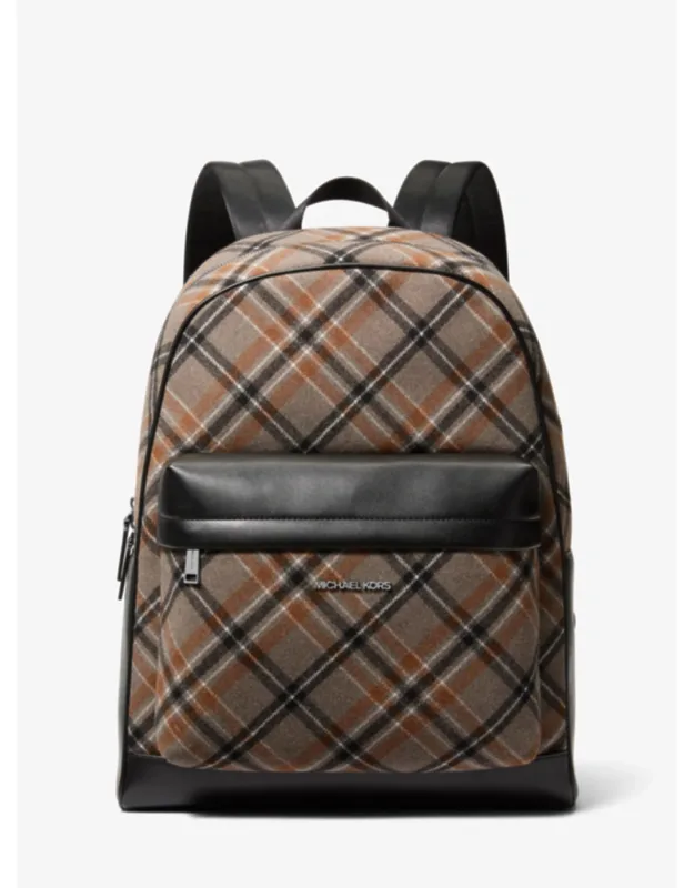 Plaid Print Wool Blend Backpack