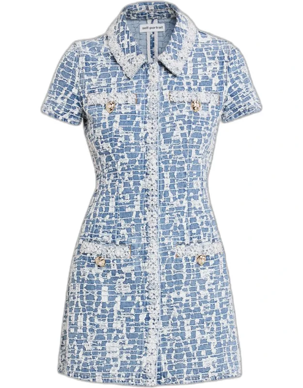 Textured Denim Mini Shirtdress