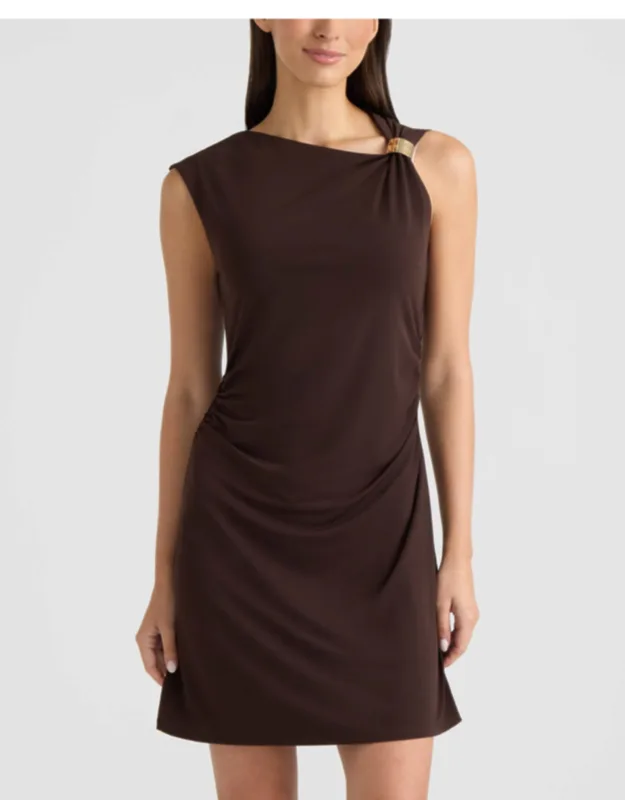 Asymmetrical Neckline Knit Mini Dress