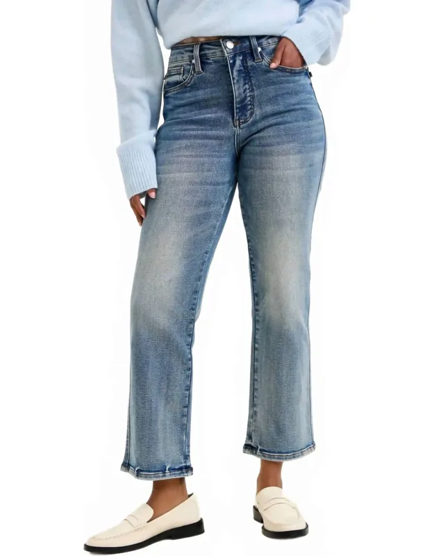 High Waisted Ankle Straight Leg Jeans
