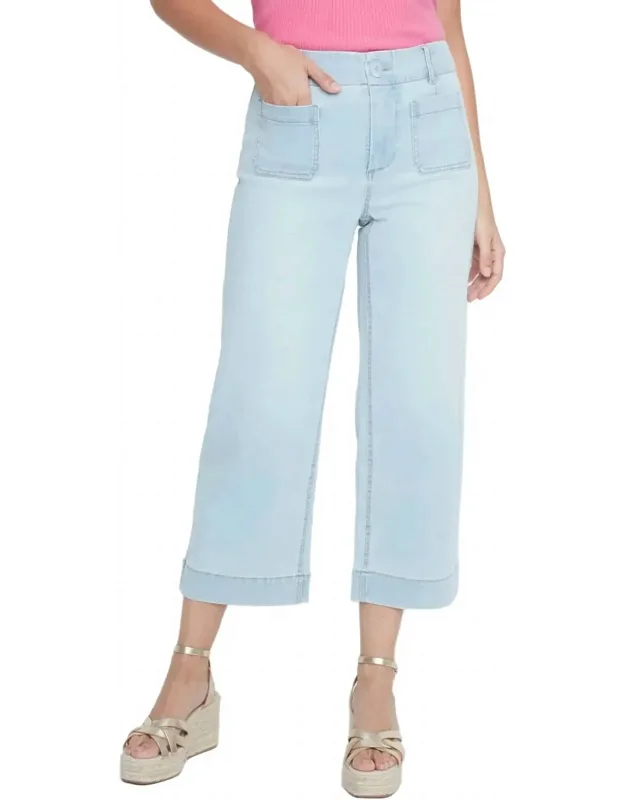 Patch Pocket Denim Cropped Pants
