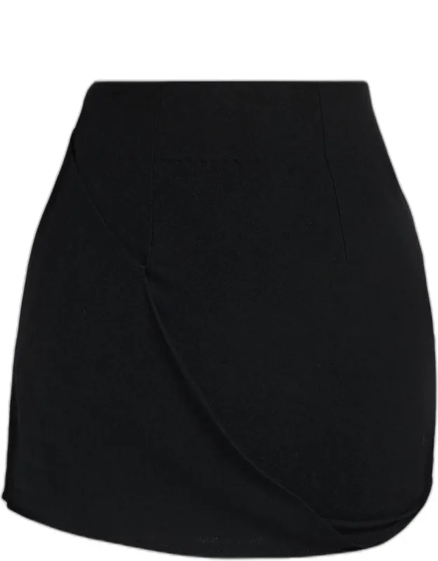 Draped Wool Jersey Mini Skirt