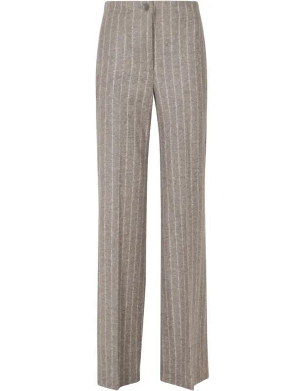 Mud Elastic Waistband Striped Wool-blend Pants