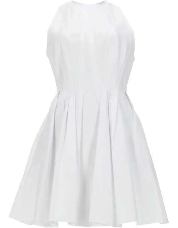 Sleeveless Mini Dress With Flared Pleated Skirt