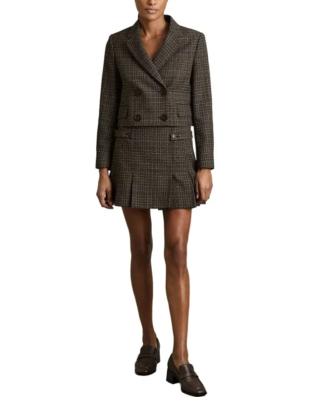 Cropped Textured Wool-blend Blazer
