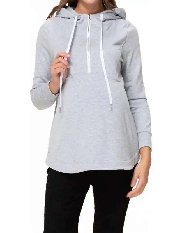 French Terry Half-zip Nursing Hoodie
