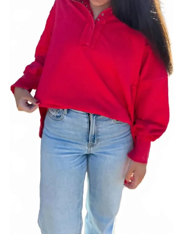 Snap Front Pullover Sweatshirt