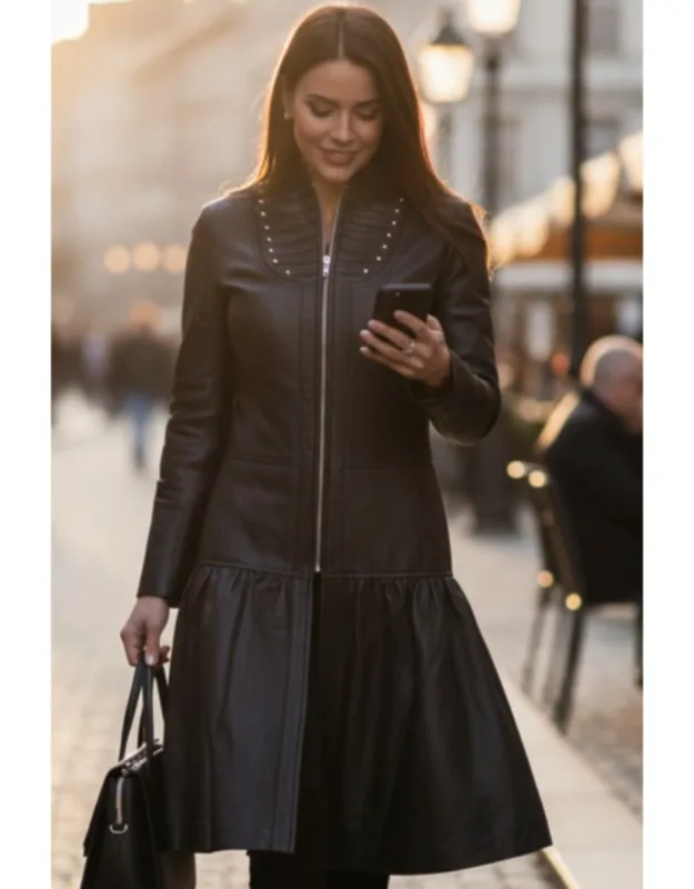 Ribet Goth Leather Victorian Studded Flare Coat