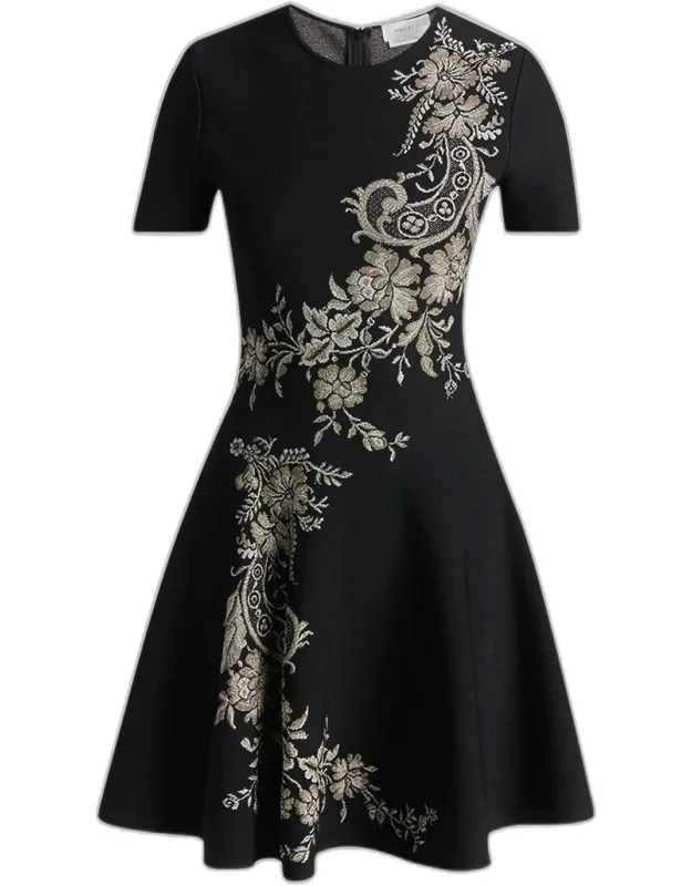 Asymmetric Jacquard Mini Dress