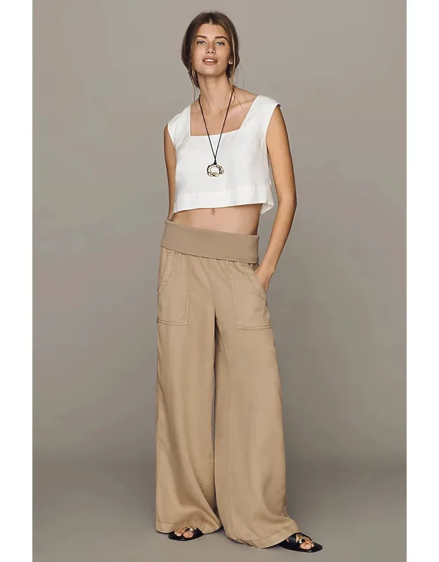 Wide-leg Fold-over Pants