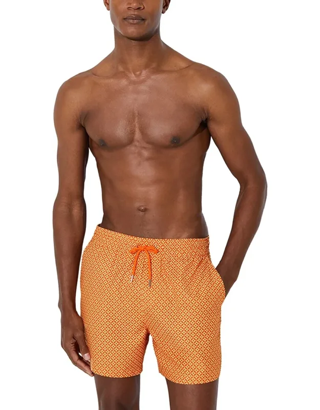 Orient Drawstring Geo Print Swim Trunks
