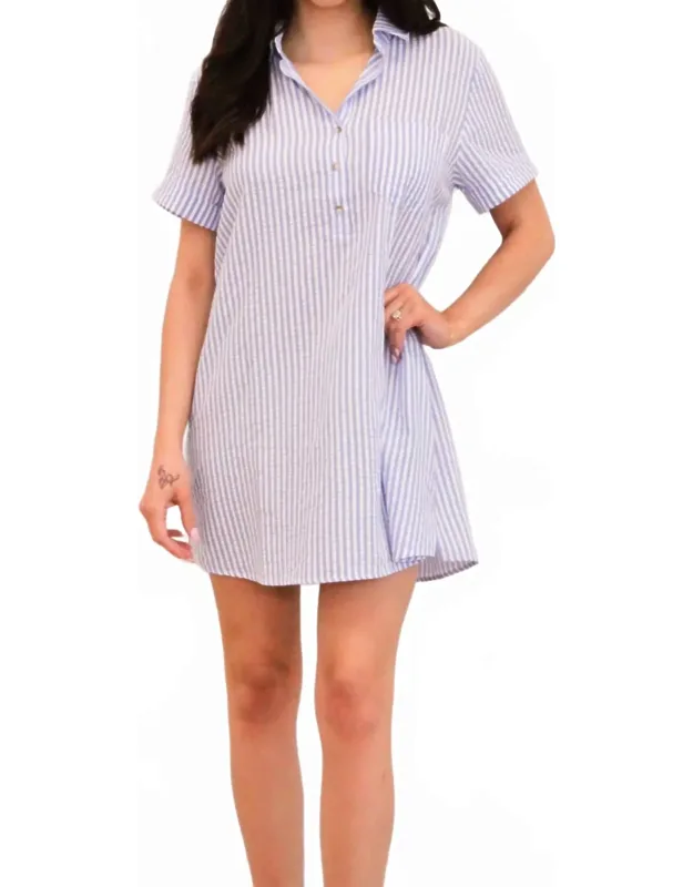 Striped Seersucker Shirt Dress