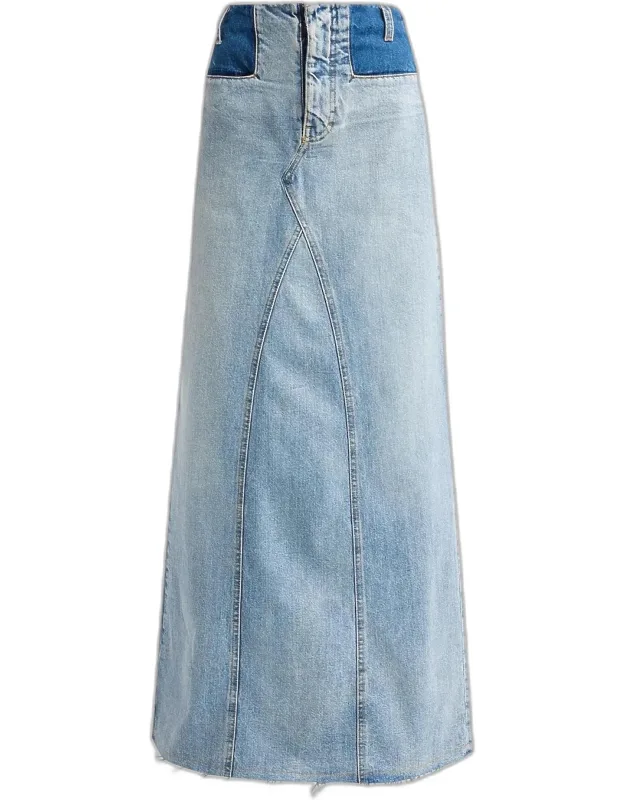 Two-tone Denim Maxi Skirt