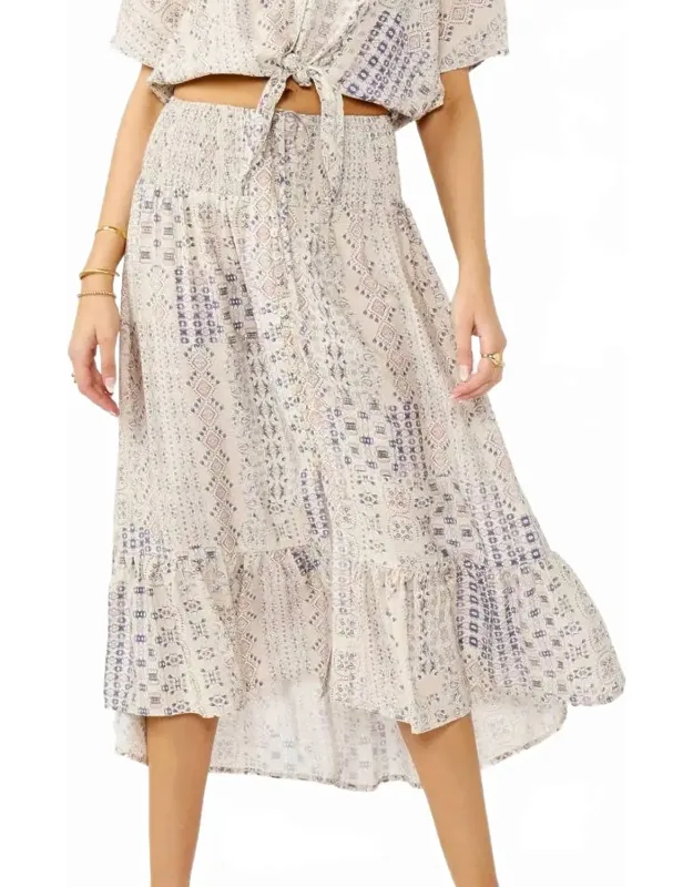 Printed Smocked Waist Skirt