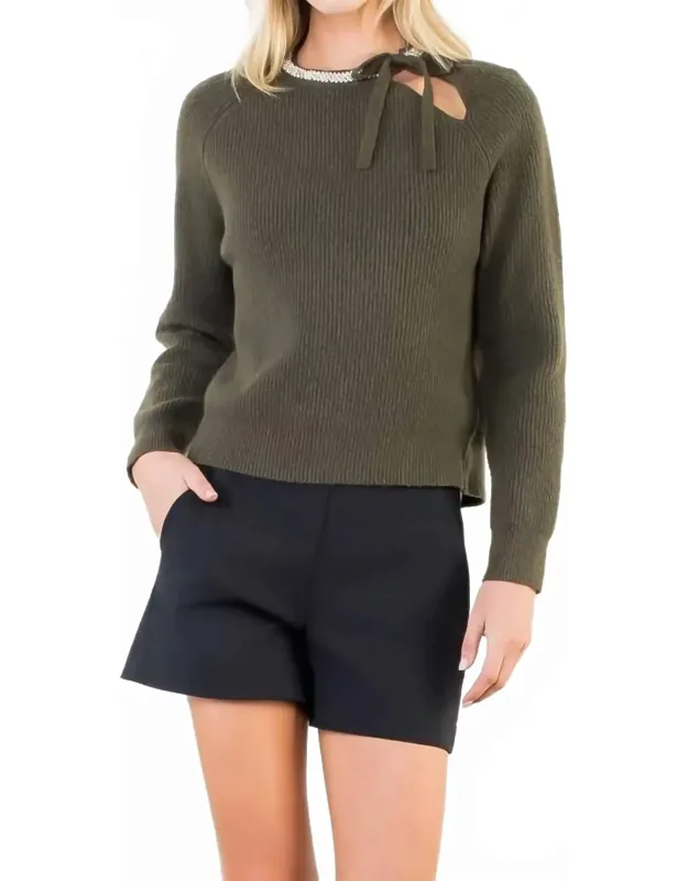 Jeweled Neck Sweater