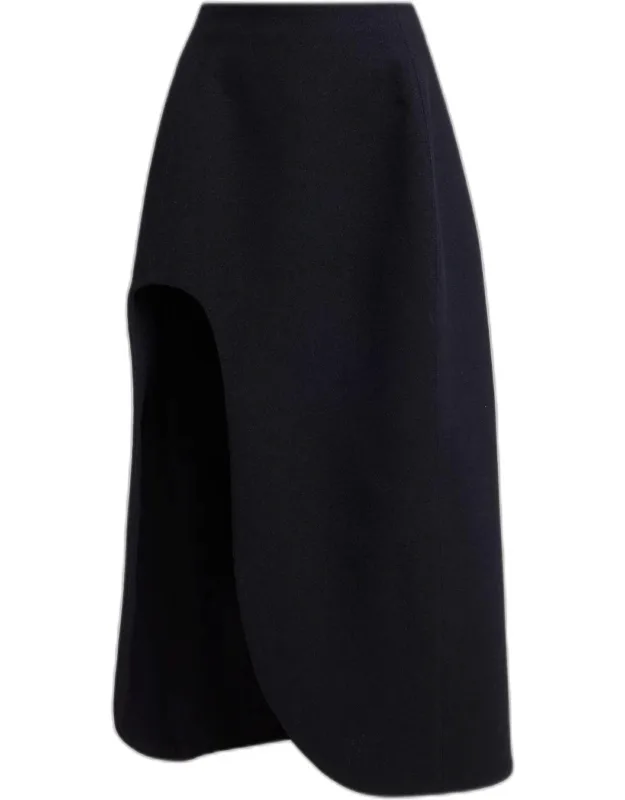 Curved Slit Midi Skirt
