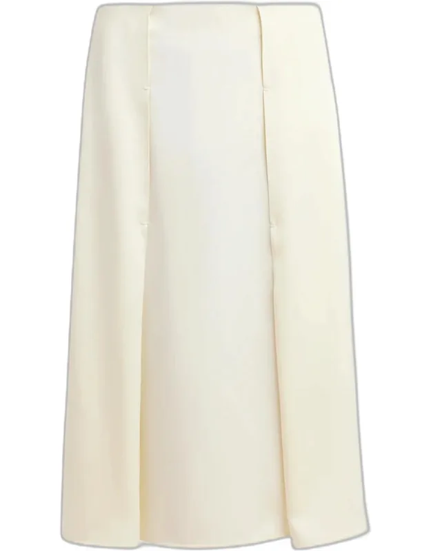 Side Paneled Wool Midi Skirt