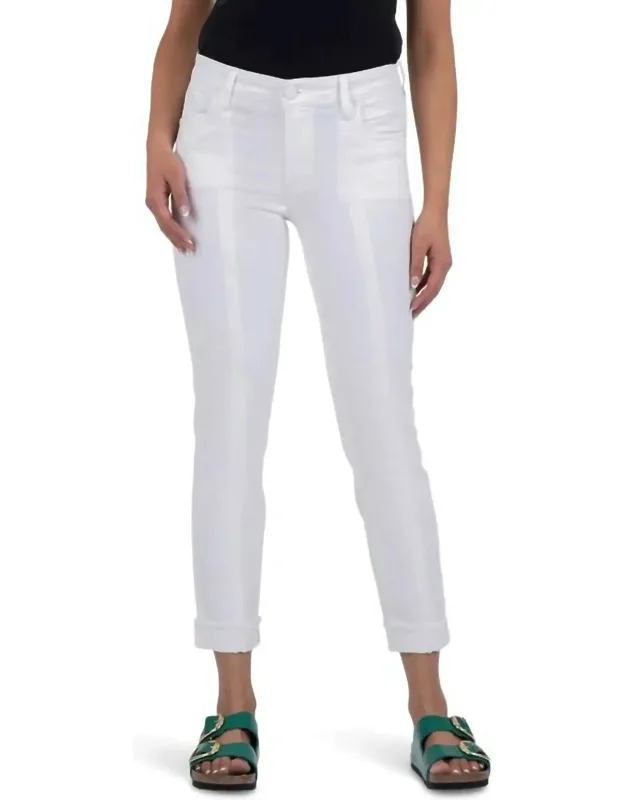 Crop Straight Leg Roll Up Fray Jeans
