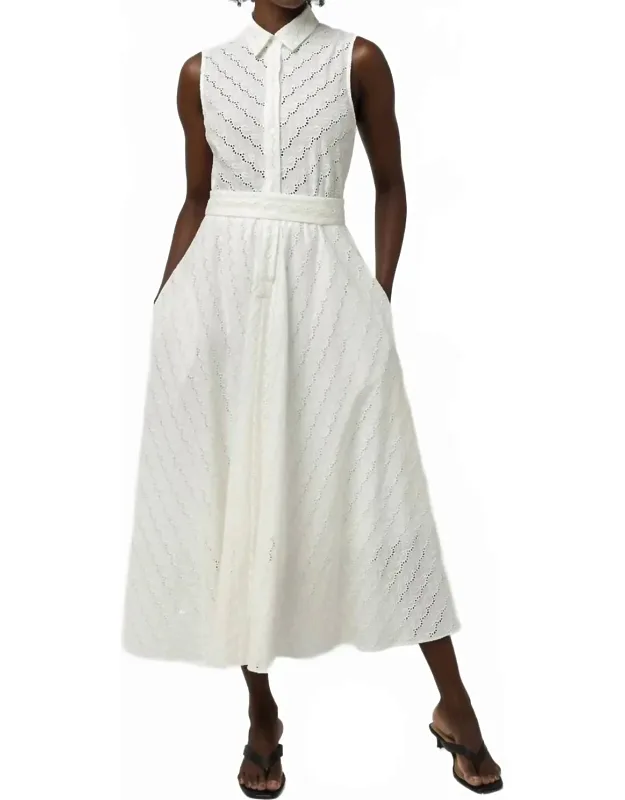 Sleeveless Dress In Broderie Lace