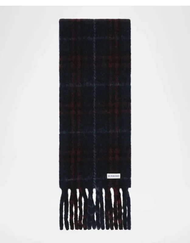 Narrow Check Alpaca Wool-blend Scarf