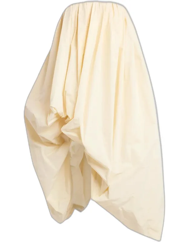 Asymmetric Draped Balloon Midi Dress