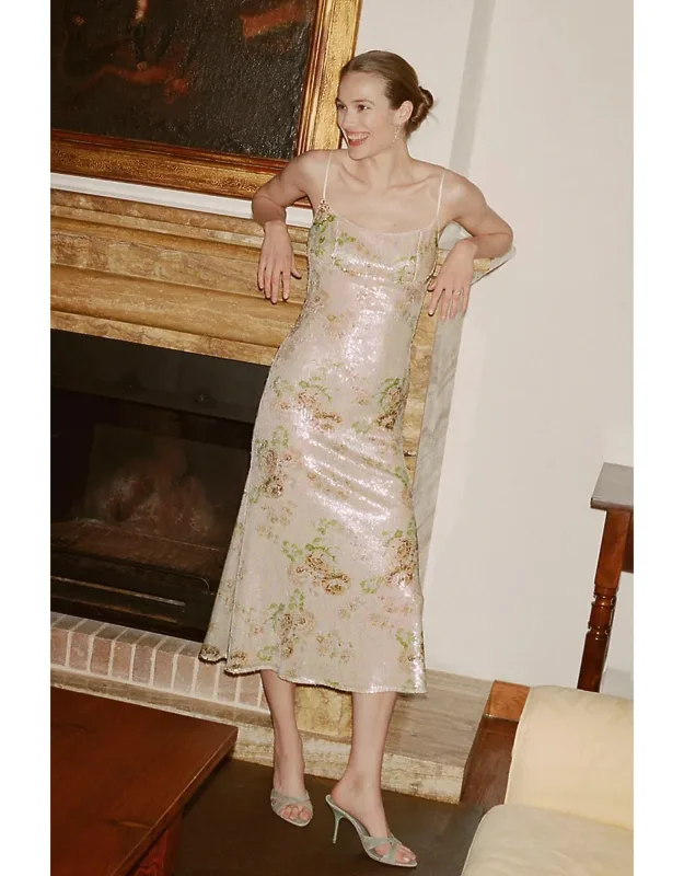 Sequin Mesh Maxi Dress