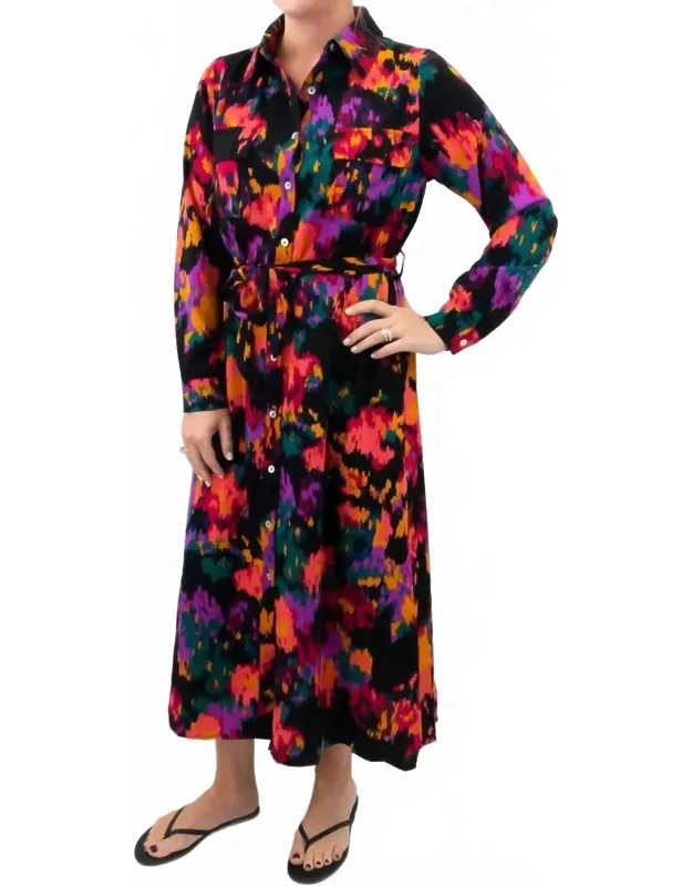 Abstract Paint Print Maxi Dress