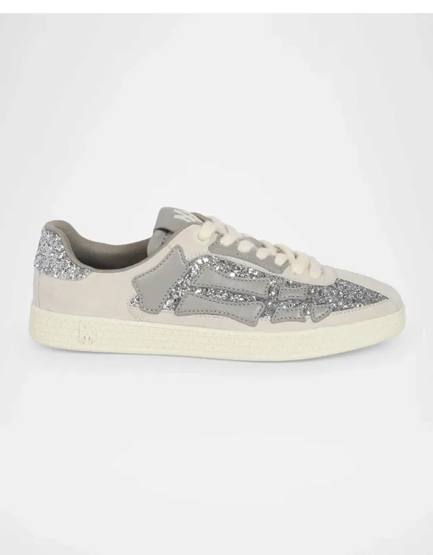 Sequined Skull-appliqué Leather Sneakers