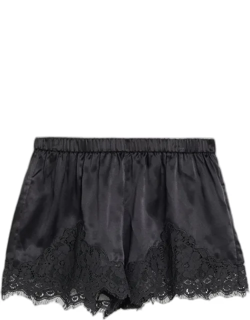 Lace-trim Satin Shorts