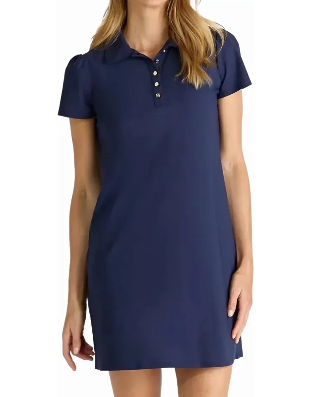 Bella Mini Dress With Point Collar And Gold Buttons