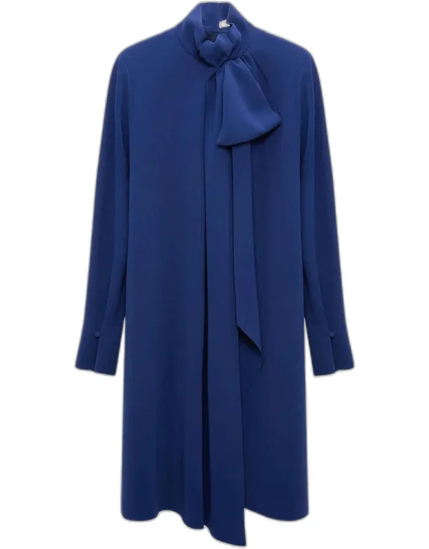 Drape Tie-neck Crepe Midi Dress