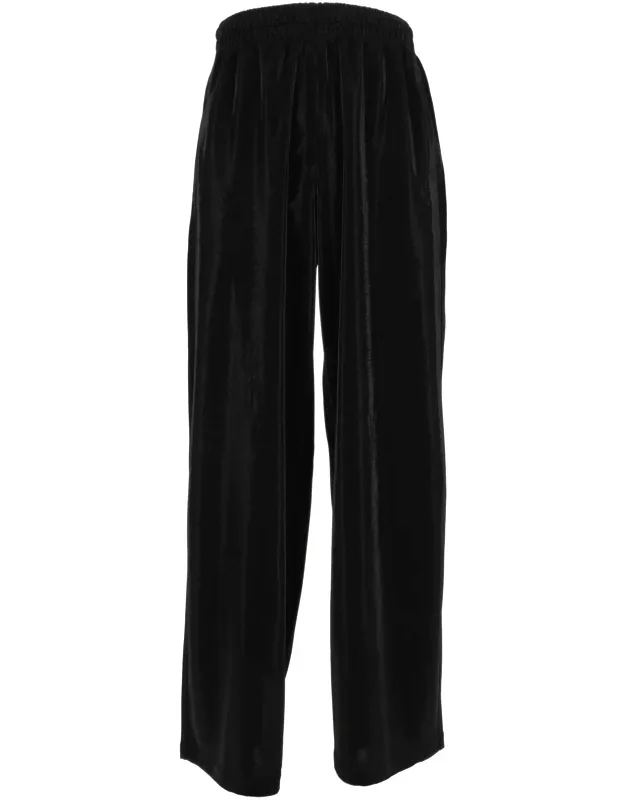 Cropped Glossy Elastic-waist Wide-leg Pants