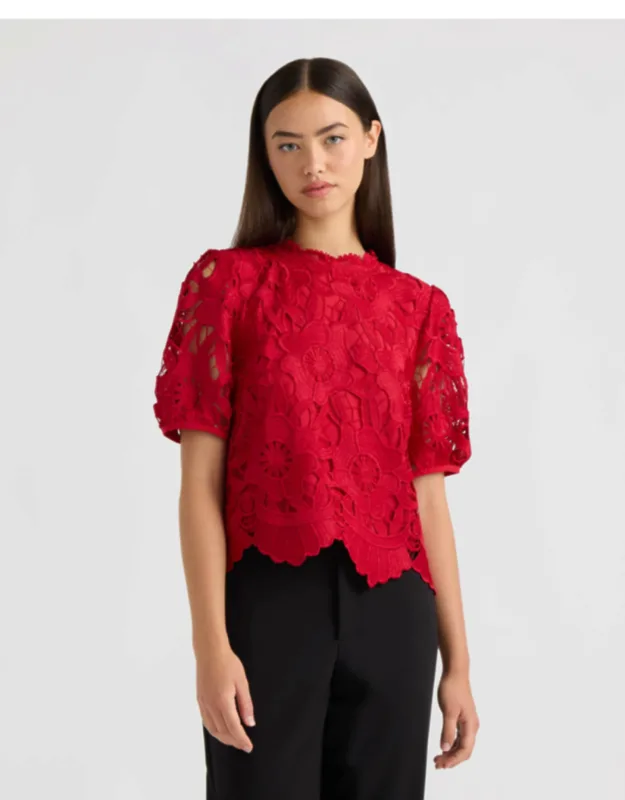 Mock Neck Lace Top