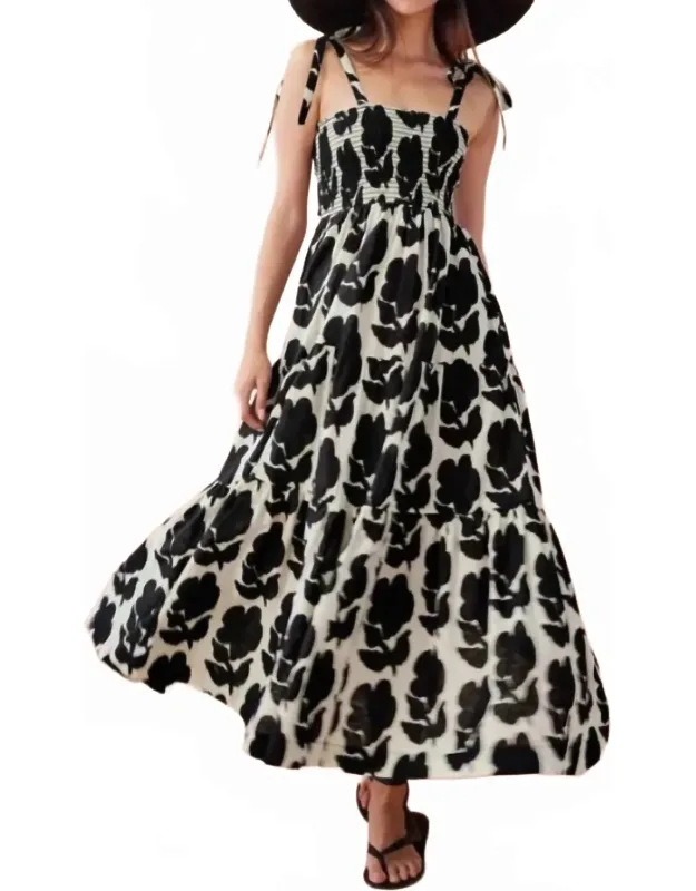 Lana Maxi Dress - Bow-tied Straps, Smocked Bodice