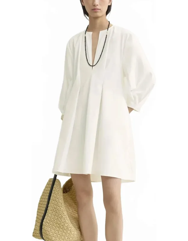 Balloon Sleeve Cotton Dress