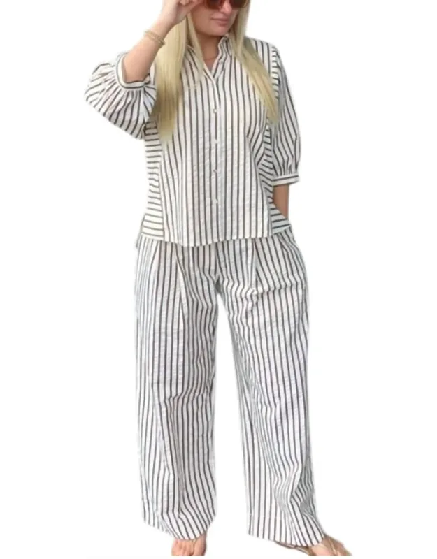 Pleated Stripe Culottes