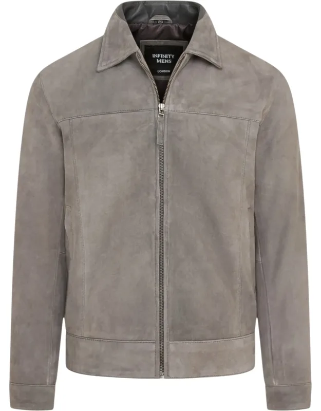 Stone Goat Suede Leather Harrington Biker Jacket